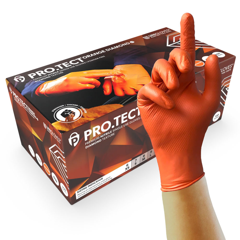 PRO.TECT Extra Strong Orange HD Nitrile Gloves – Box of 100
