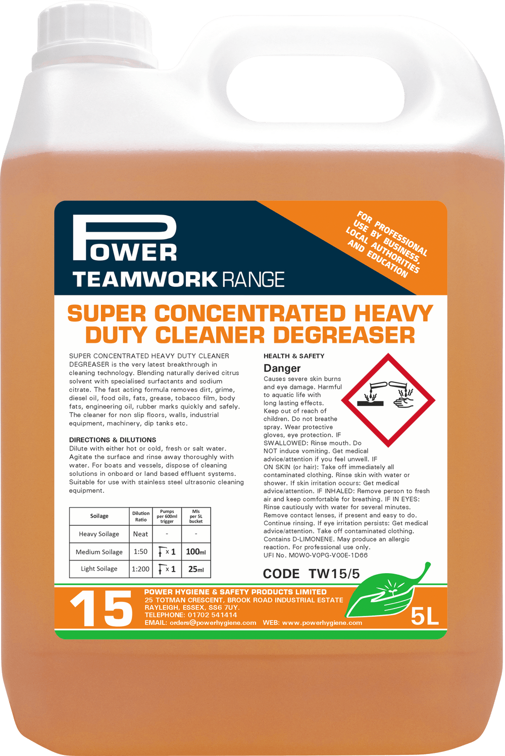 Teamwork 15 Super Concentrated Heavy Duty Degreaser 5L