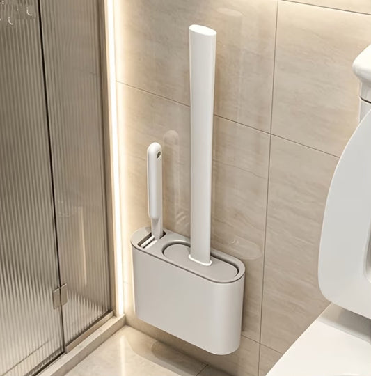 3-in-1 Silicone Toilet Cleaning Brush with Wall-Mount Storage