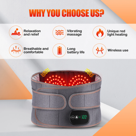 Wireless lumbar massager, pain relief device with heating and vibrations