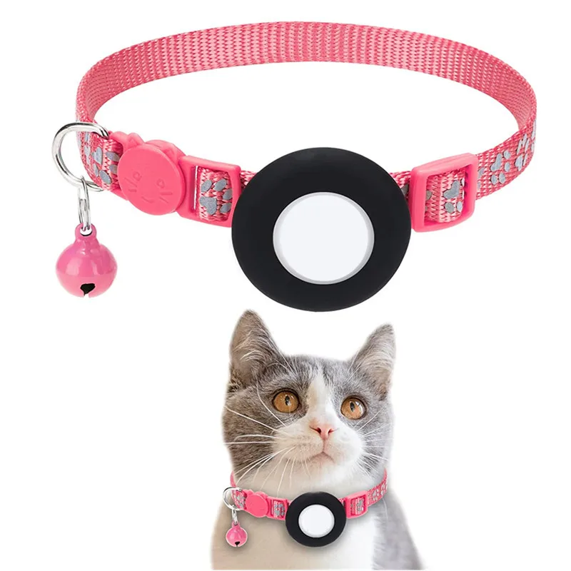 Reflective cat collar with bell and cute charm - apple air tag holder collar