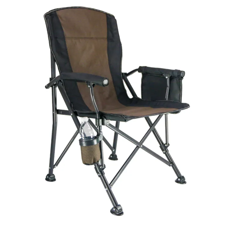 Strong, adjustable and portable camping chair with pockets and cup holder