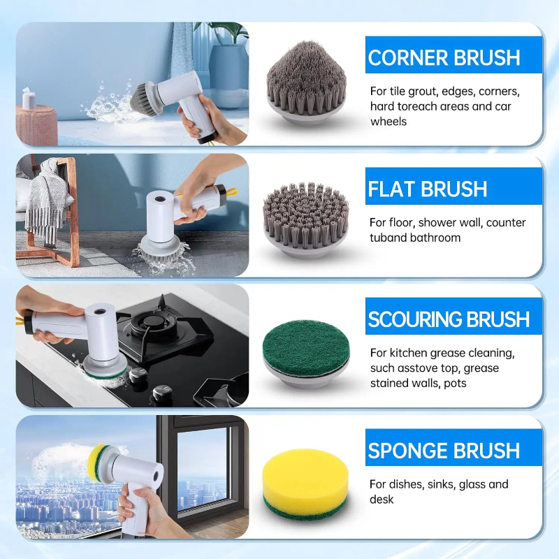 4 in 1 washing tool - electric waterproof cleaning device