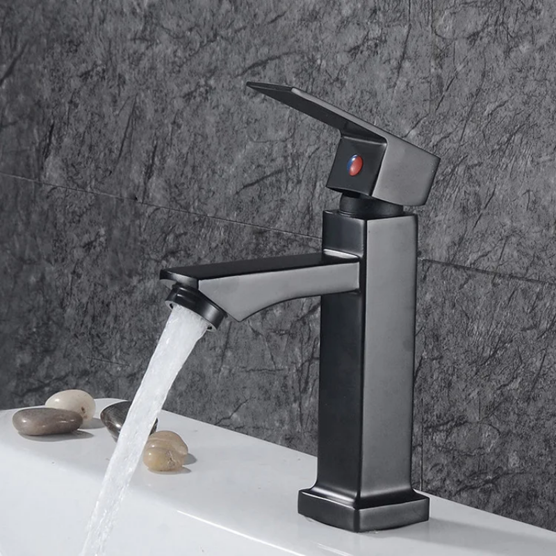 Stainless steel faucet tap with hot and cold direction indicator