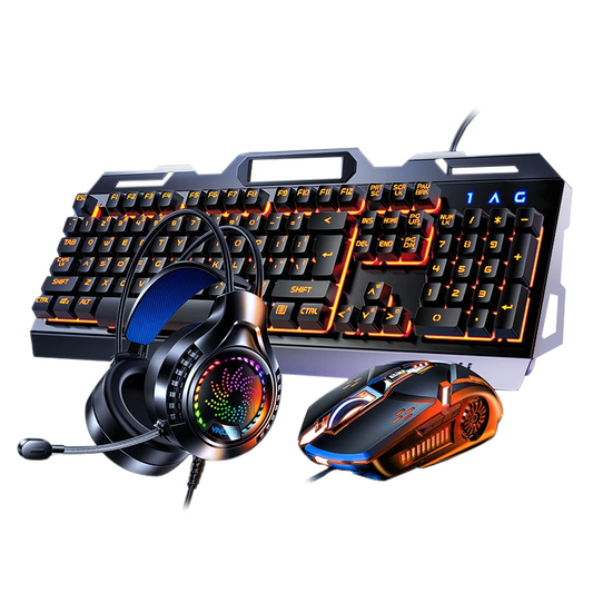 Mechanical keyboard, mouse and wired headphones combo set