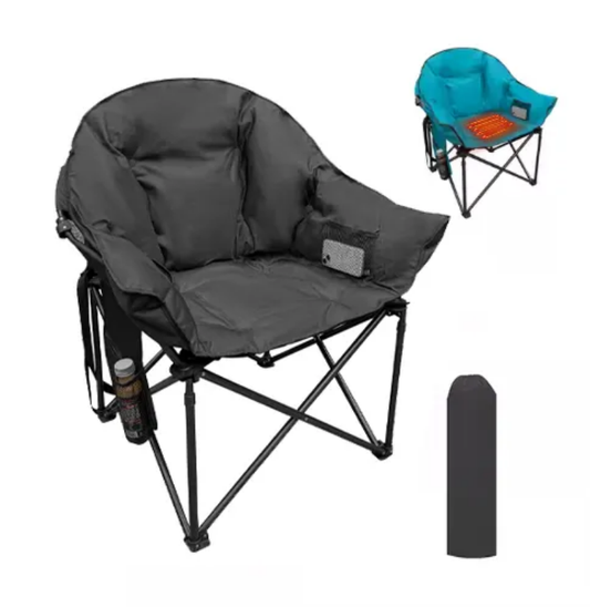 Rounded, heated camping chair - sturdy and portable