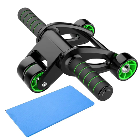 Abdominal muscle trainer wheel roller with mat