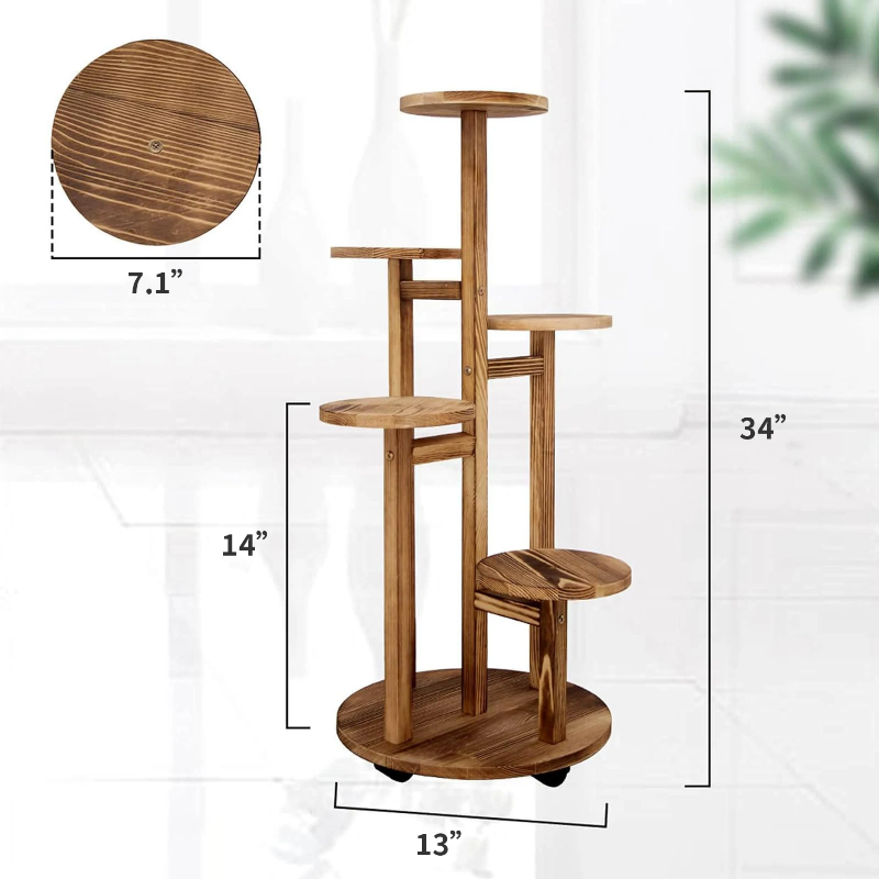 5 tier display rack for small decorative items - faux wood finish