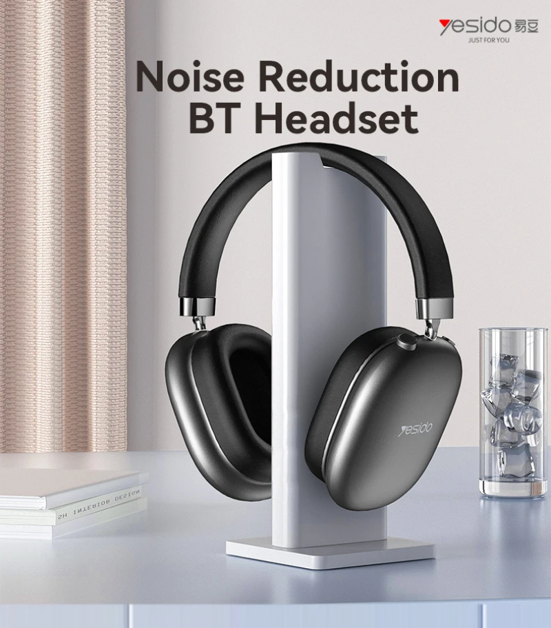 Bluetooth headset with foam ear cushions - noise cancelling, full ear coverage headset