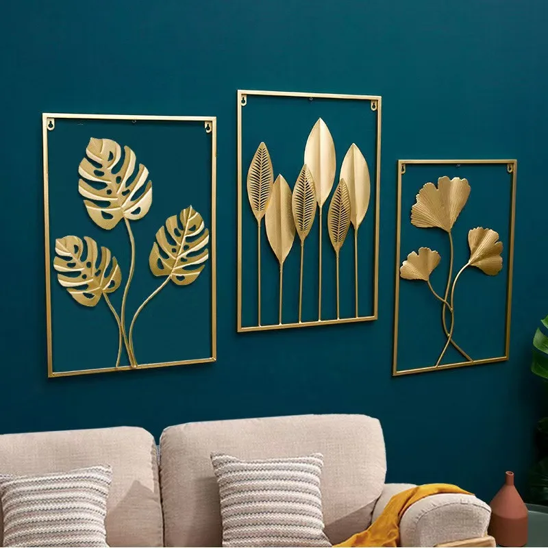 Modern interior gold plant design, decorative wall art