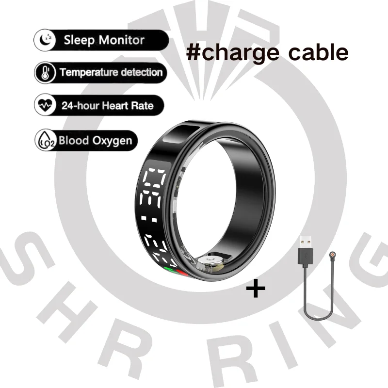 Discrete, smart fitness tracking ring with charge cable and case included