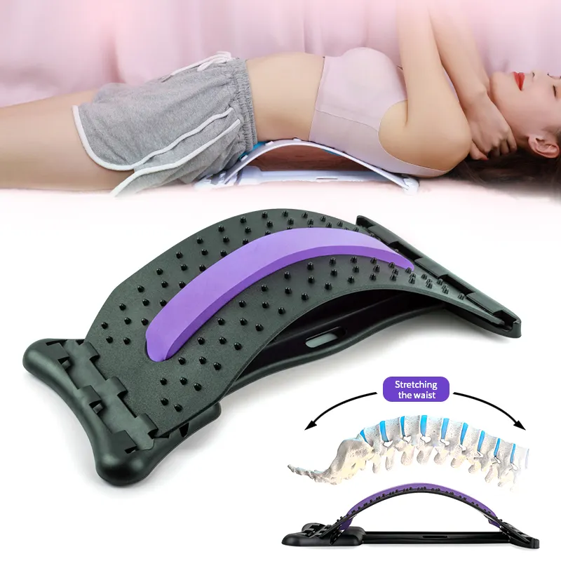 Back stretching, lower back and posture support, massager for pain relief