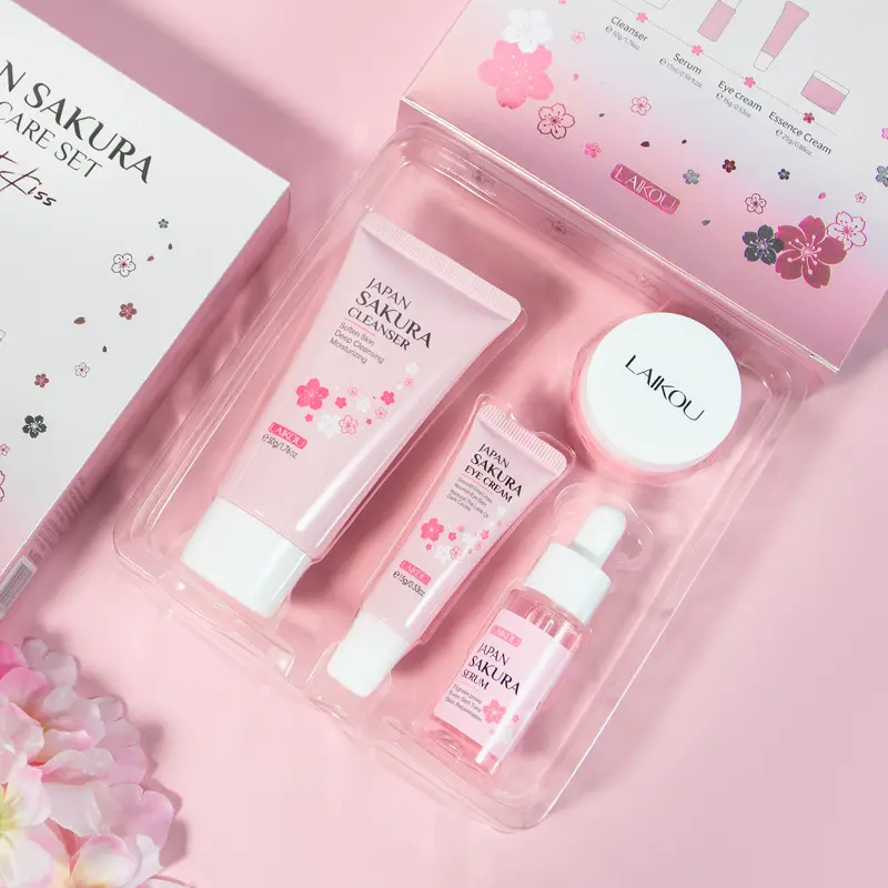 Natural cherry blossom skin care sets for moisturising and brightening