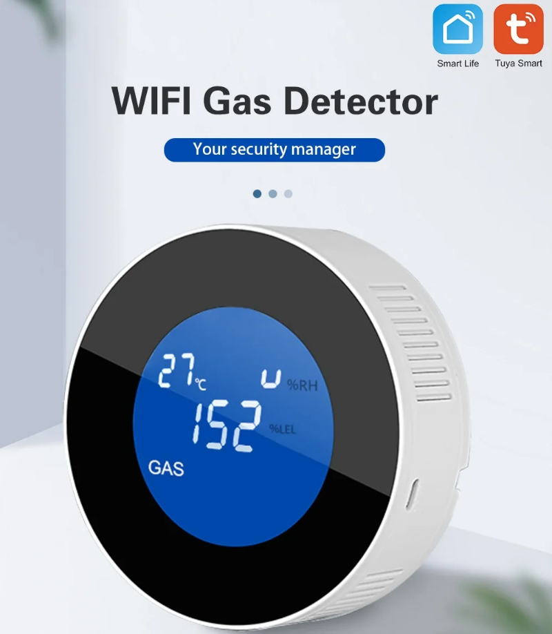 WiFi home security gas leak alarm - wireless, battery powered alarm