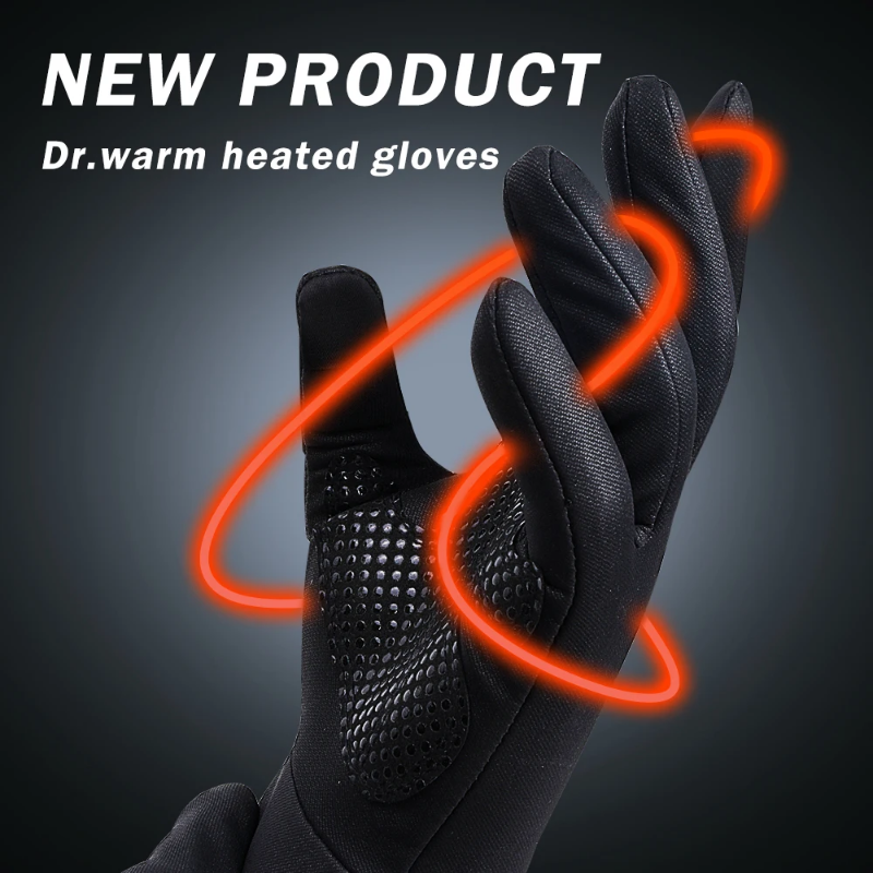 Rechargeable battery heated gloves, anti slip design