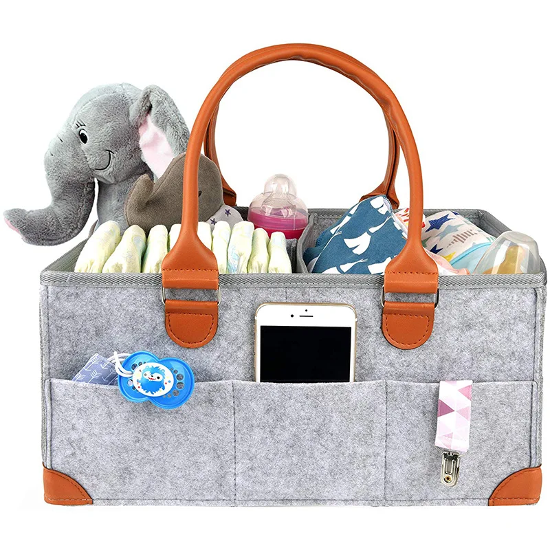 Large capacity storage caddy for nappies, bottles and lotions - with added strap for convenience and portability