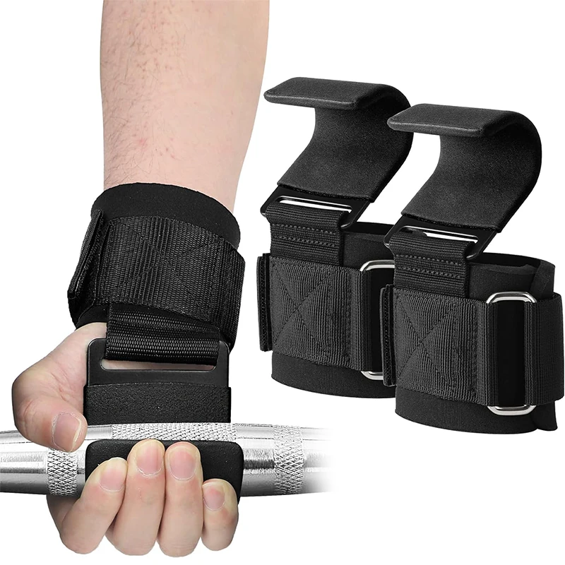 Hand support wrist strap with steel hooks for weight lifting support