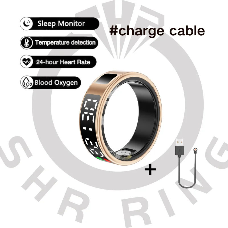 Discrete, smart fitness tracking ring with charge cable and case included