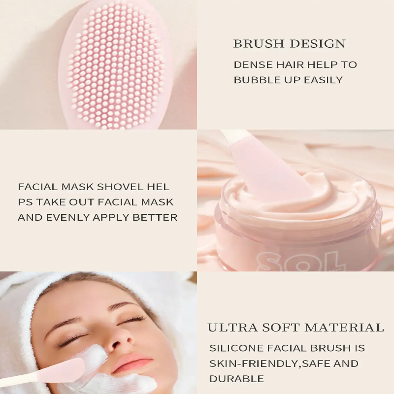 2 in 1 silicone facial and lips cleaner, mask applicator and cleansing brush