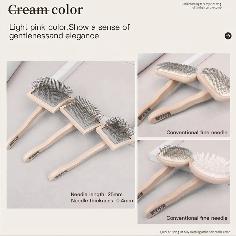 Strong pet grooming brushes with metal bristles for dense coats