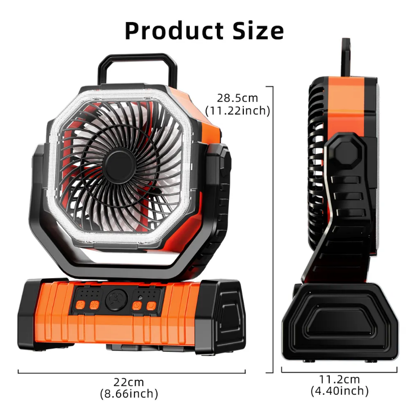 2000mAh battery powered, LED camping fan with light and remote control