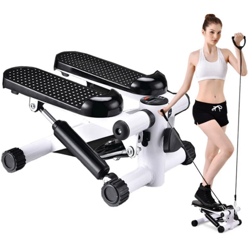 Home aerobics mini stepper trainer with calorie and step counter with resistance bands