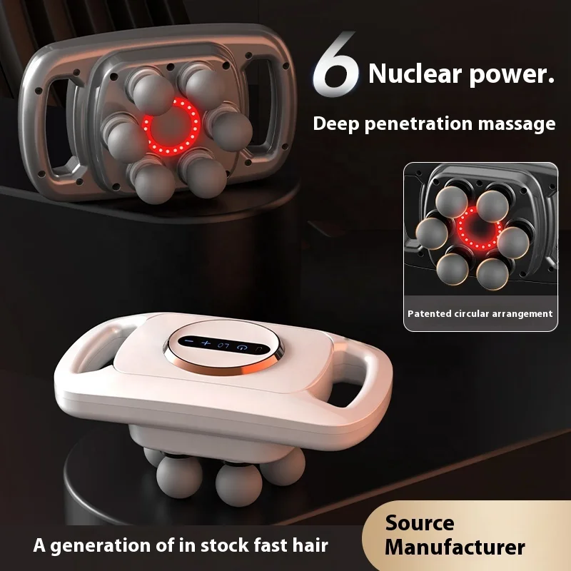 6 ball portable massager with red light therapy - deep muscle massager for body and face