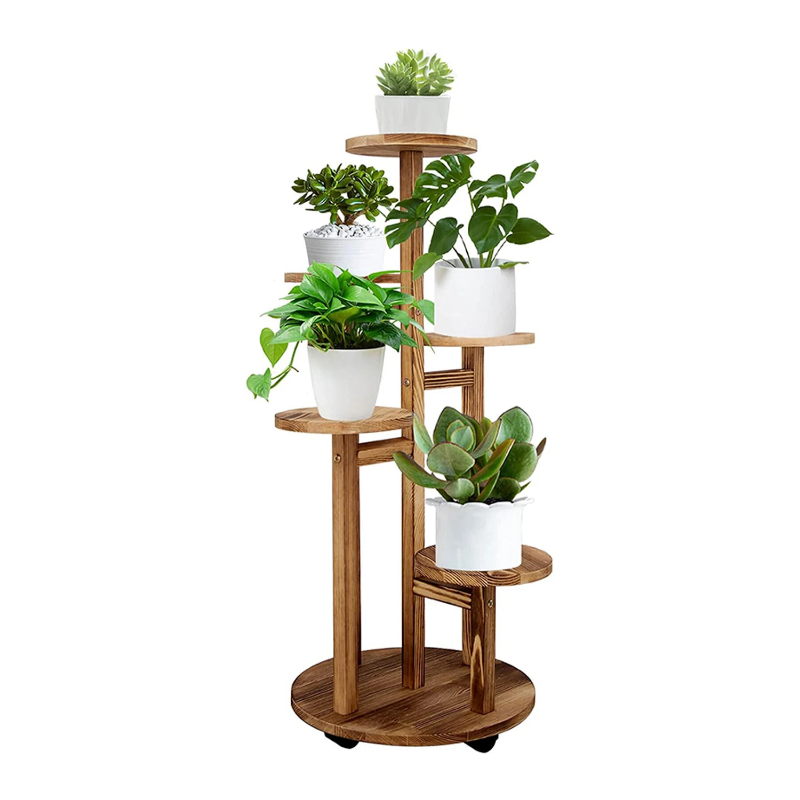 5 tier display rack for small decorative items - faux wood finish