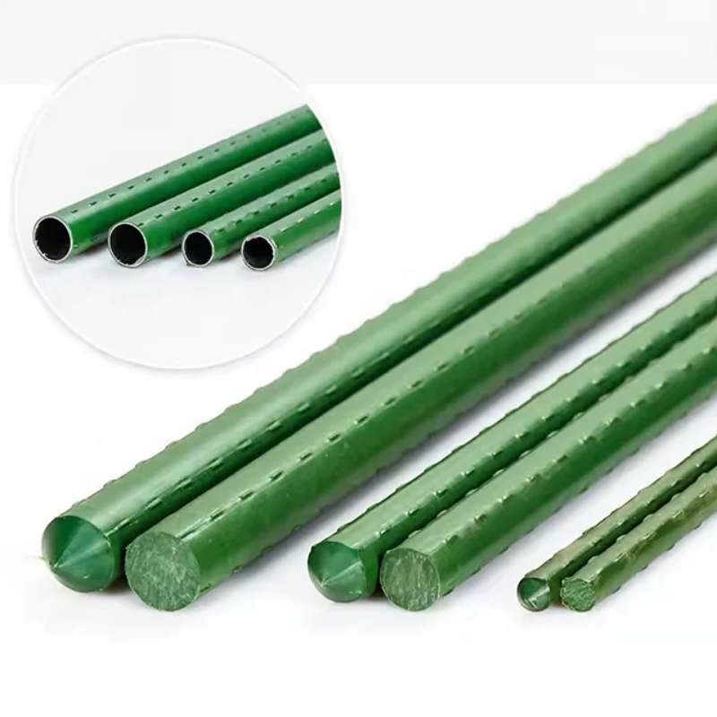 Green adjustable plant climbing poles and supports