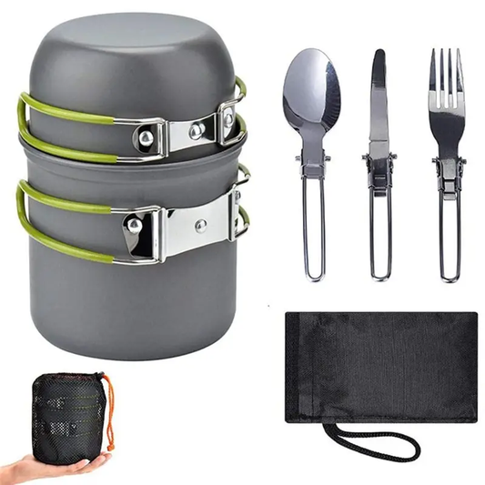 2 in 1 camping cookware set - lightweight portable cookware