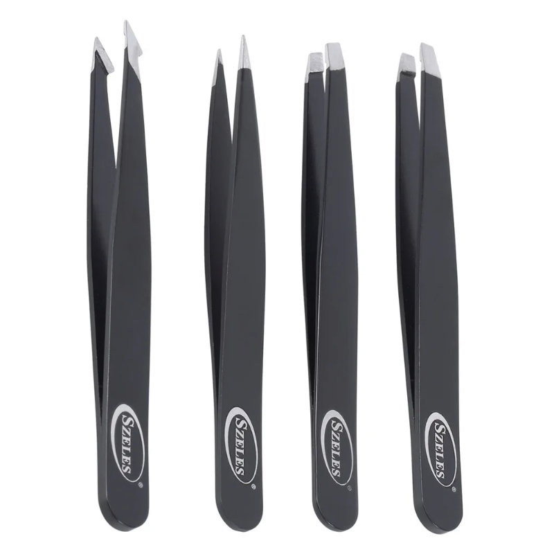 4PCS tweezers set for eyebrow maintenance - 1.5mm thickness precision stainless steel