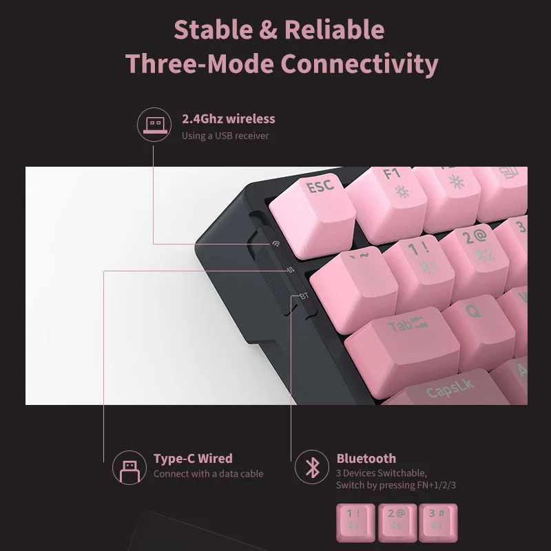 Wireless keyboard with custom programme software for altering key binds and RGB lights