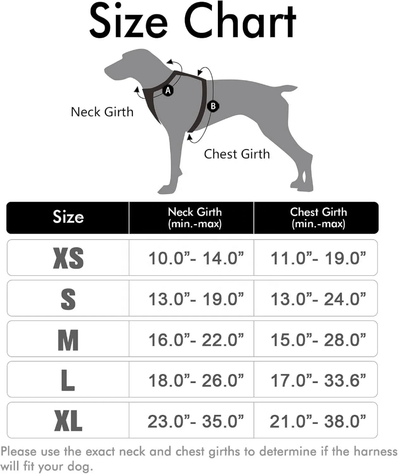 Polyester, breathable and durable harness for strong dogs