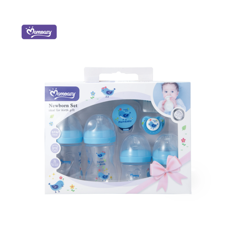 Baby nursing gift set - 4oz and 8oz feeding bottles with cleaning brush