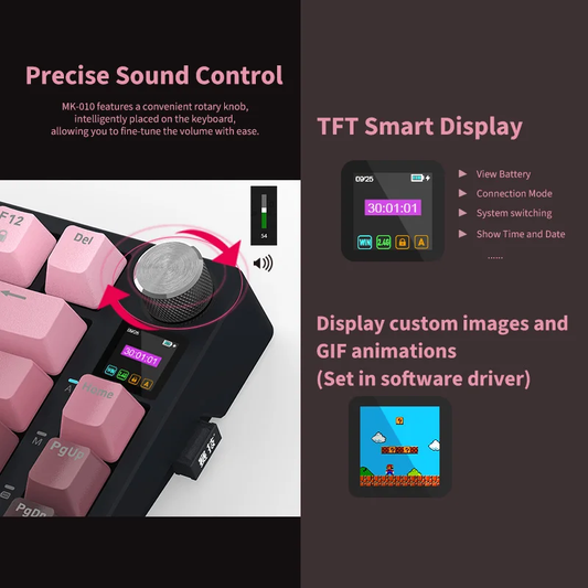 Wireless keyboard with custom programme software for altering key binds and RGB lights