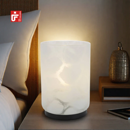 Marble design side table lamp - cordless battery operated lamp