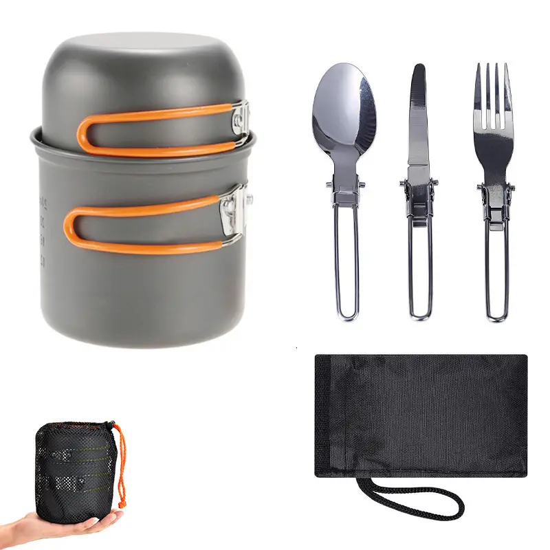 2 in 1 camping cookware set - lightweight portable cookware