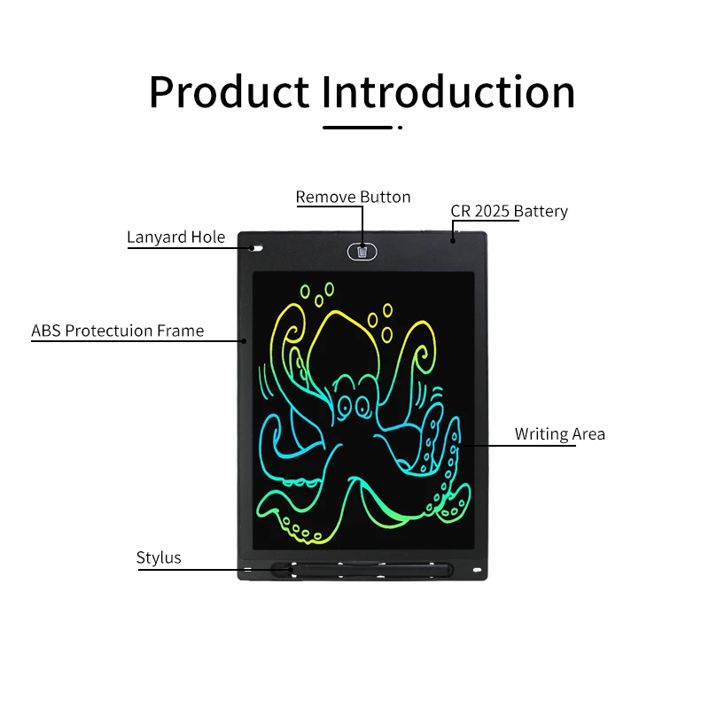 LCD display screen kids learning tablet with removable stylus