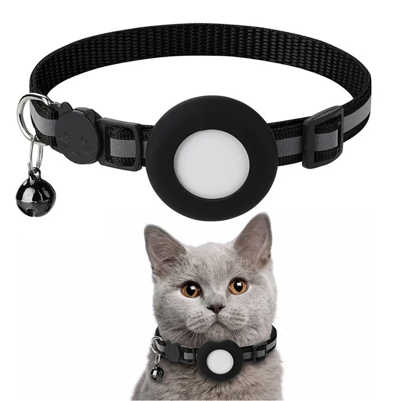 Reflective cat collar with bell and cute charm - apple air tag holder collar