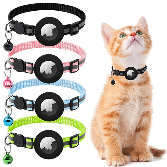 Reflective cat collar with bell and cute charm - apple air tag holder collar