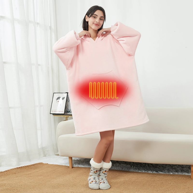 Warm and soft electric heated wearable blanket hoodie