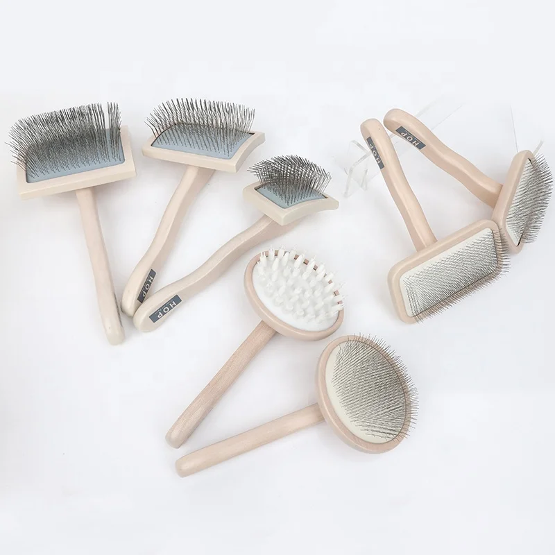 Strong pet grooming brushes with metal bristles for dense coats