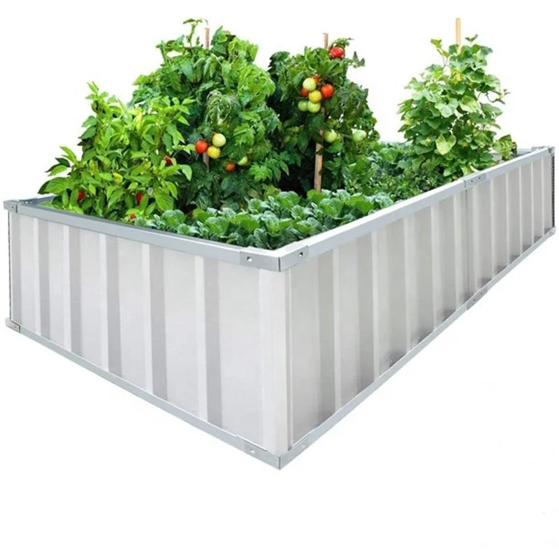 Outdoor galvanised steel vegetable boxes - raised garden bed box