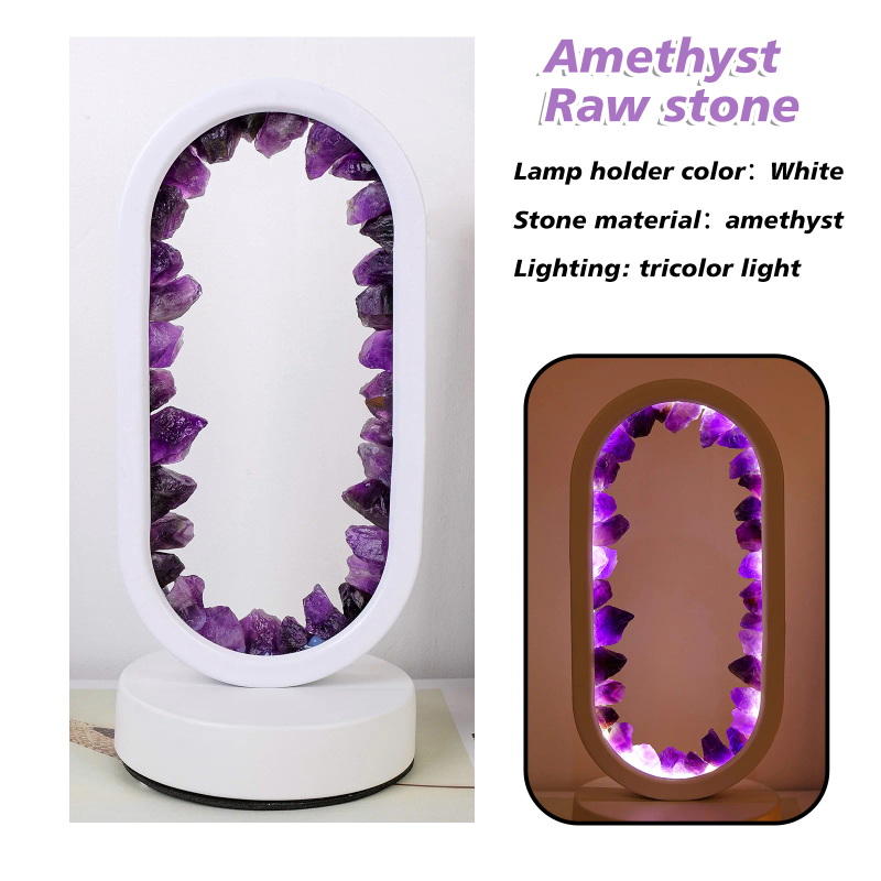 Beautiful gemstone decorative lamp - raw and real crystal with power cord