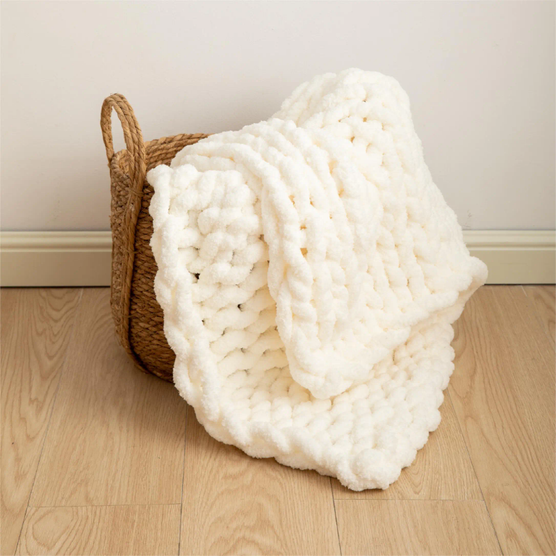 Chunky knit hand made blanket for col weather - excellent insulation