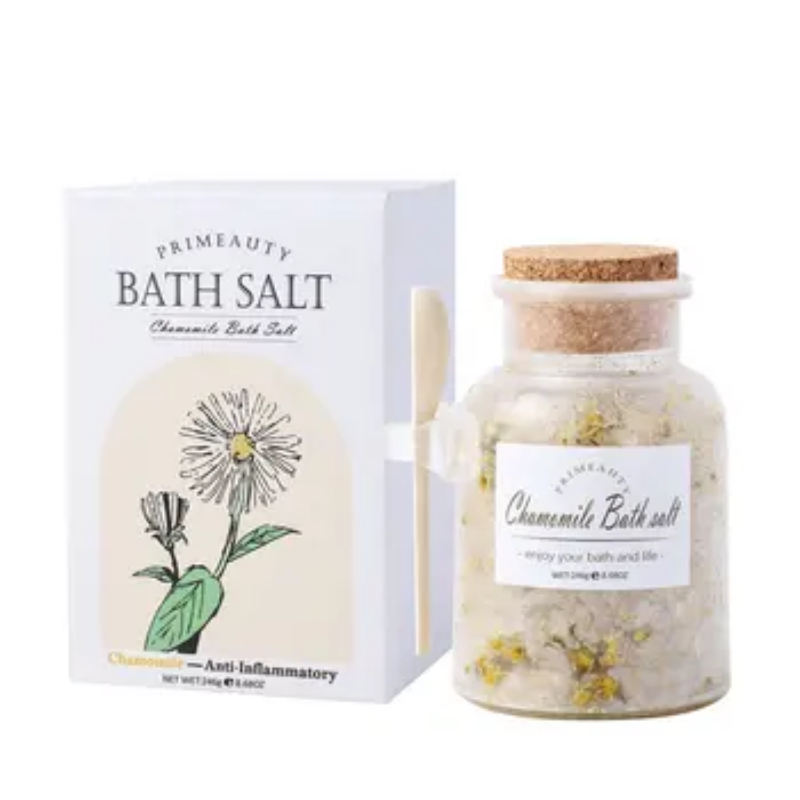 Himalayan pink bath salt with real dried flowers for added scent and relaxation properties