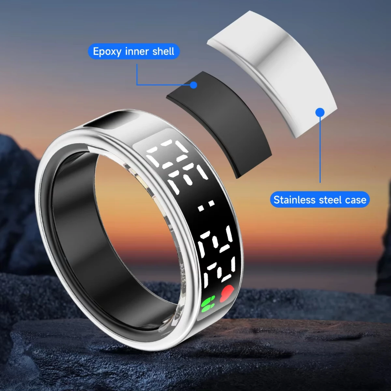 Discrete, smart fitness tracking ring with charge cable and case included