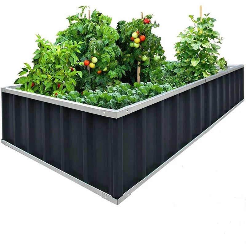 Outdoor galvanised steel vegetable boxes - raised garden bed box