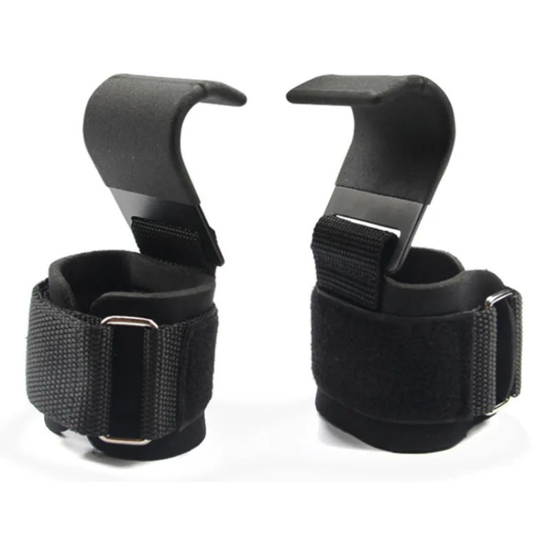 Hand support wrist strap with steel hooks for weight lifting support