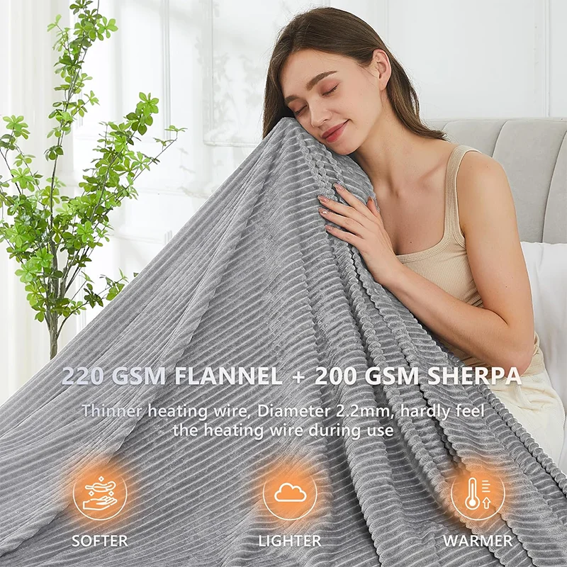 10 heating modes electric heated fleece blanket